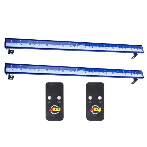  ADJ Products (2) American DJ Eco UV Bar Plus IR Pro LED Black Light Wash Fixtures w Remotes