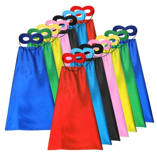  ADJOY Superhero Capes and Masks for Kids Bulk - DIY Children Capes for Birthday Party - 14sets(28pcs)