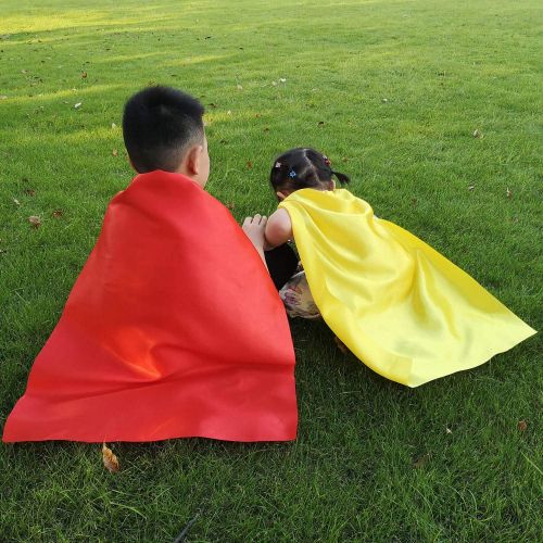  ADJOY Kids Superhero Capes and Masks with Large Superhero Stickers - Super Hero Costume for Parties - 10 Sets (20PCS)