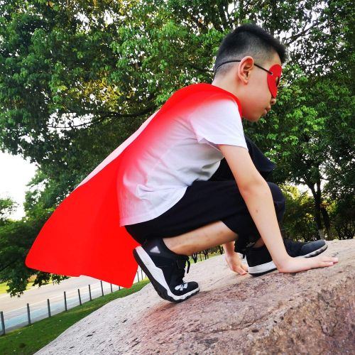  ADJOY Kids Superhero Capes and Masks 20 Sets Pack with Large Stickers - Superhero Themed Birthday Party Capes