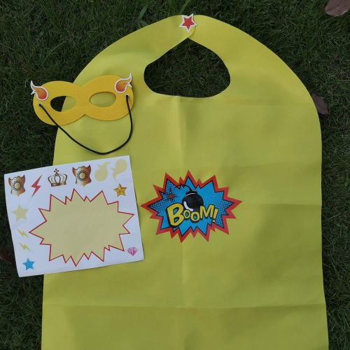  ADJOY Kids Superhero Capes and Masks 20 Sets Pack with Large Stickers - Superhero Themed Birthday Party Capes