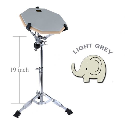  ADM 12 Silent Snare Drum Practice Pad Percussion Set Double Sides Buddle with Stand Sticks Bag, Grey