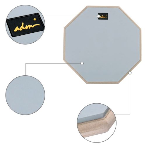  ADM 12 Silent Snare Drum Practice Pad Percussion Set Double Sides Buddle with Stand Sticks Bag, Grey