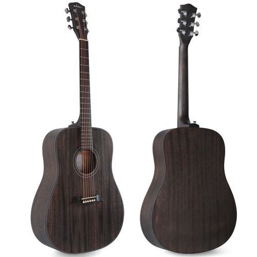  ADM 41 Inch Hand Rubbed Varnish Acoustic Guitar with Steel Strings, Deluxe Matt Grey - FREE Gig Bag Included