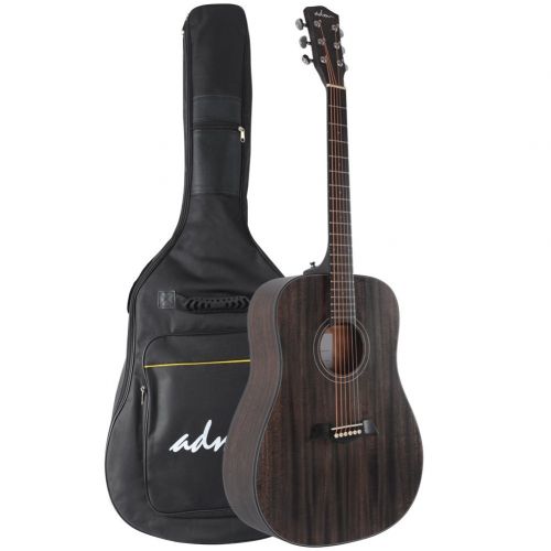  ADM 41 Inch Hand Rubbed Varnish Acoustic Guitar with Steel Strings, Deluxe Matt Grey - FREE Gig Bag Included