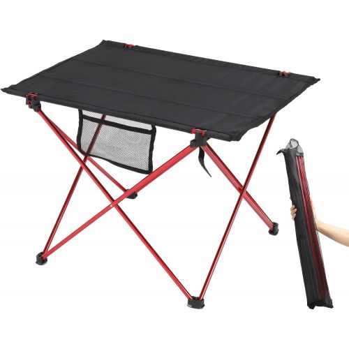  Portable Camping Table, ADVENATURE Ultralight Small Folding Camp Desk for Outdoor, Beach, Picnic, Novice Friendly, Quick Setup, Foldable Aluminum Frame, Upgraded Side Pockets, Hand