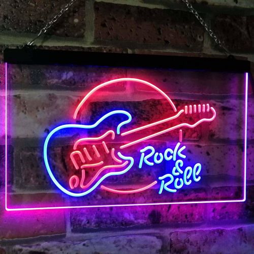  ADVPRO Rock & Roll Electric Guitar Band Room Music Dual Color LED Neon Sign Blue & Red 12 x 8.5 st6s32-i2303-br