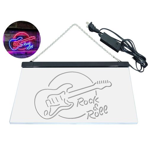  ADVPRO Rock & Roll Electric Guitar Band Room Music Dual Color LED Neon Sign Blue & Red 12 x 8.5 st6s32-i2303-br