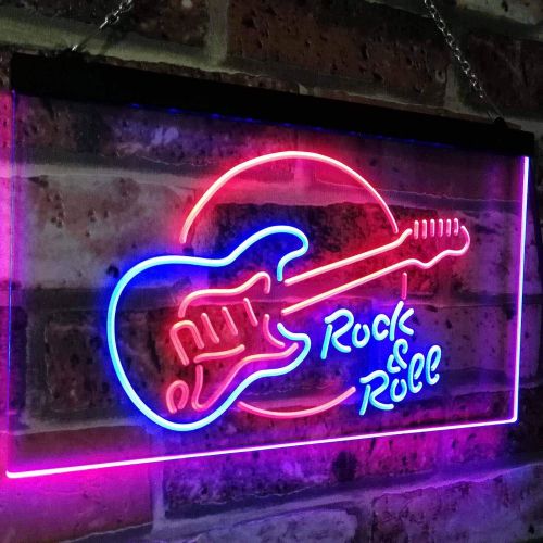  ADVPRO Rock & Roll Electric Guitar Band Room Music Dual Color LED Neon Sign Blue & Red 12 x 8.5 st6s32-i2303-br