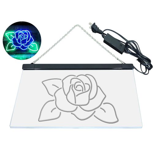  ADVPRO Rose Flower Home Decor Dual Color LED Neon Sign Green & Blue 16 x 12 st6s43-i2095-gb