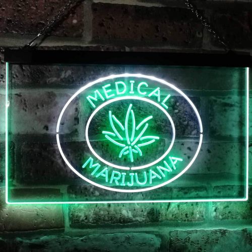  ADVPRO Medical Marijuana Hemp Leaf Sold Here Indoor Display Dual Color LED Neon Sign White & Green 16 x 12 st6s43-i3085-wg