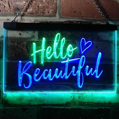  ADVPRO Hello Beautiful Women Dual Color LED Neon Sign Green & Blue 16 x 12 st6s43-i1177-gb