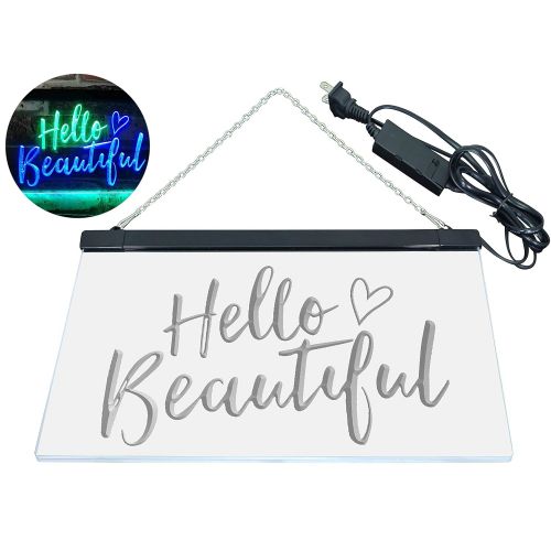  ADVPRO Hello Beautiful Women Dual Color LED Neon Sign Green & Blue 16 x 12 st6s43-i1177-gb