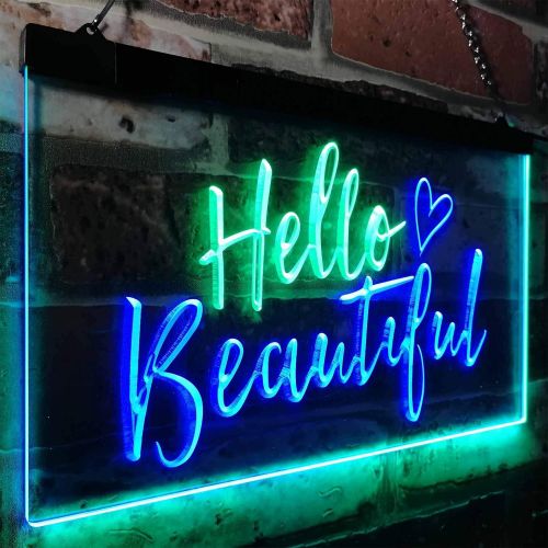  ADVPRO Hello Beautiful Women Dual Color LED Neon Sign Green & Blue 16 x 12 st6s43-i1177-gb