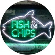 ADVPRO Fish & Chips Fast Food Open Display Dual Color LED Neon Sign White & Green 16 x 12 st6s43-i3155-wg
