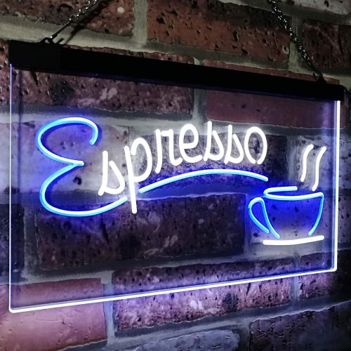  ADVPRO Espresso Coffee Shop Dual Color LED Neon Sign White & Blue 12 x 8.5 st6s32-i2075-wb