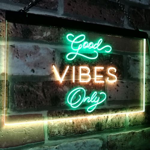  ADVPRO Good Vibes Only Home Bar Disco Room Display Dual Color LED Neon Sign Green & Yellow 12 x 8.5 st6s32-i3076-gy