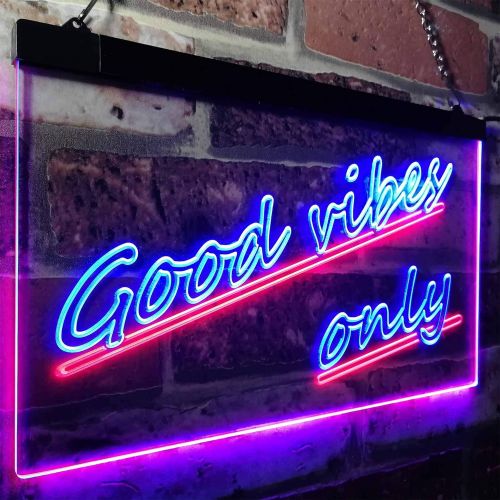  ADVPRO Good Vibes Only Wall Plaque Night Light Dual Color LED Neon Sign Blue & Red 12 x 8.5 st6s32-i1077-br