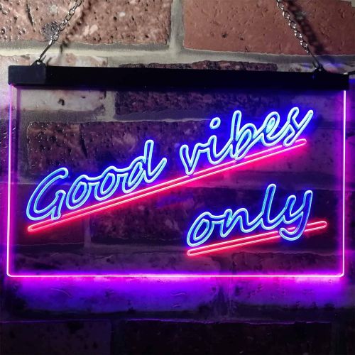  ADVPRO Good Vibes Only Wall Plaque Night Light Dual Color LED Neon Sign Blue & Red 12 x 8.5 st6s32-i1077-br