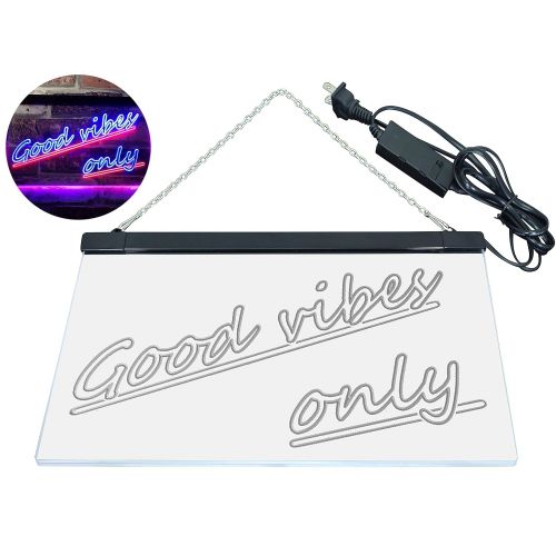  ADVPRO Good Vibes Only Wall Plaque Night Light Dual Color LED Neon Sign Blue & Red 12 x 8.5 st6s32-i1077-br