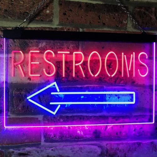  ADVPRO Restroom Arrow Point to Left Toilet Dual Color LED Neon Sign Blue & Red 16 x 12 st6s43-j2685-br