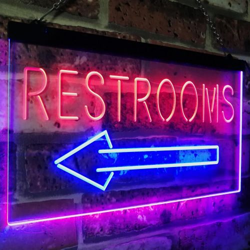  ADVPRO Restroom Arrow Point to Left Toilet Dual Color LED Neon Sign Blue & Red 16 x 12 st6s43-j2685-br