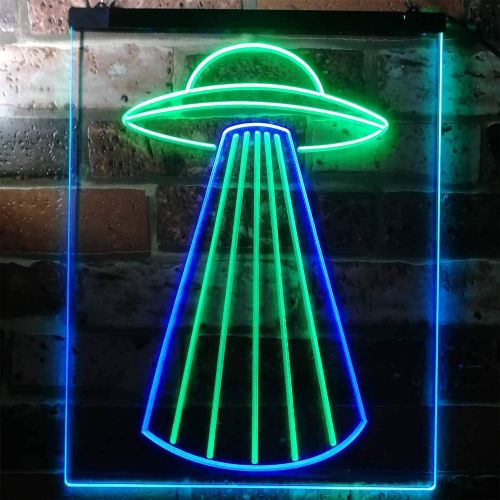  ADVPRO UFO Space Ship Star Shuttle Man Cave Dual Color LED Neon Sign Green & Blue 12 x 16 st6s34-i3134-gb