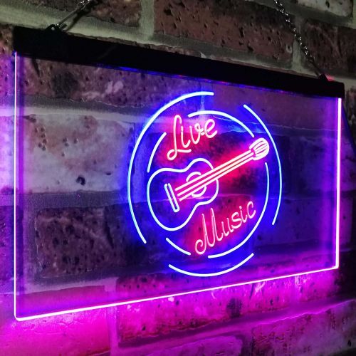 ADVPRO Live Music Guitar Band Room Studio Dual Color LED Neon Sign Red & Blue 16 x 12 st6s43-i2546-rb