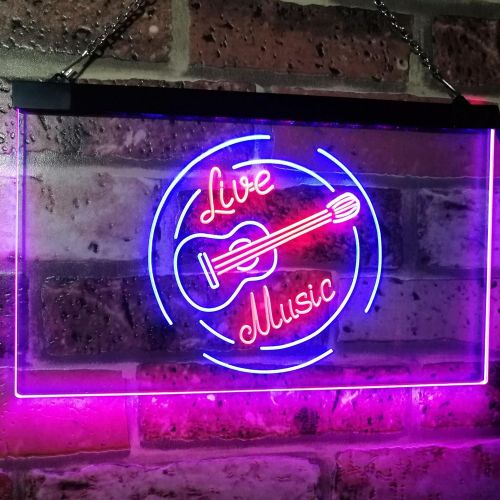  ADVPRO Live Music Guitar Band Room Studio Dual Color LED Neon Sign Red & Blue 16 x 12 st6s43-i2546-rb