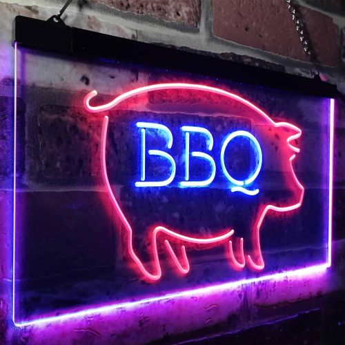  ADVPRO BBQ Pig Restaurant Open Display Dual Color LED Neon Sign Red & Blue 16 x 12 st6s43-i3161-rb