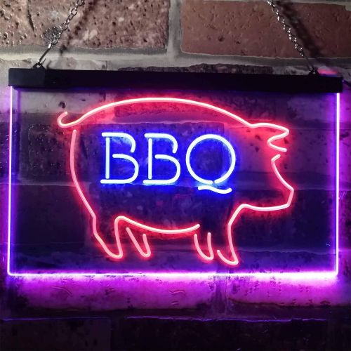  ADVPRO BBQ Pig Restaurant Open Display Dual Color LED Neon Sign Red & Blue 16 x 12 st6s43-i3161-rb