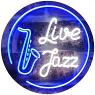 ADVPRO Live Jazz Music Room Dual Color LED Neon Sign White & Blue 12 x 8.5 st6s32-i2468-wb