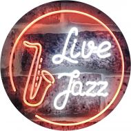 ADVPRO Live Jazz Music Room Dual Color LED Neon Sign White & Orange 16 x 12 st6s43-i2468-wo