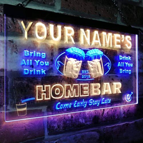  ADVPRO Personalized Your Name Custom Home Bar Beer Est. Year Dual Color LED Neon Sign Blue & Yellow 16 x 12 Inches st6s43-p-tm-by