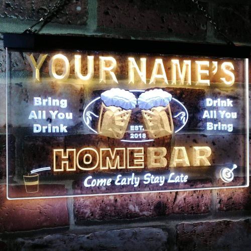  ADVPRO Personalized Your Name Custom Home Bar Beer Est. Year Dual Color LED Neon Sign White & Yellow 12 x 8.5 Inches st6s32-p-tm-wy
