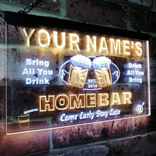  ADVPRO Personalized Your Name Custom Home Bar Beer Est. Year Dual Color LED Neon Sign White & Yellow 12 x 8.5 Inches st6s32-p-tm-wy