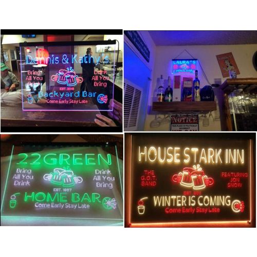  ADVPRO Personalized Your Name Custom Home Bar Beer Est. Year Dual Color LED Neon Sign Green & Red 12 x 8.5 Inches st6s32-p-tm-gr