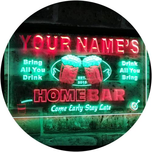  ADVPRO Personalized Your Name Custom Home Bar Beer Est. Year Dual Color LED Neon Sign Green & Red 12 x 8.5 Inches st6s32-p-tm-gr