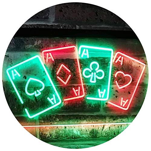  ADVPRO Four Aces Poker Casino Man Cave Bar Dual Color LED Neon Sign Green & Blue 16 x 12 st6s43-i2705-gb