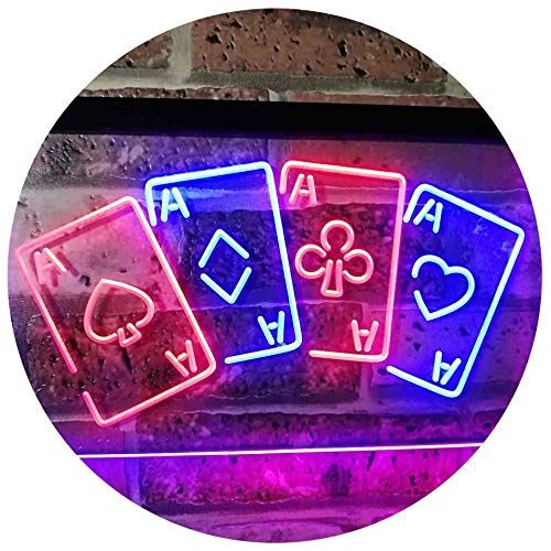  ADVPRO Four Aces Poker Casino Man Cave Bar Dual Color LED Neon Sign Green & Blue 16 x 12 st6s43-i2705-gb