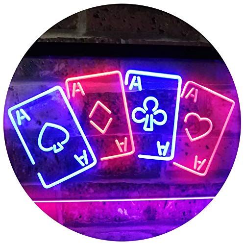  ADVPRO Four Aces Poker Casino Man Cave Bar Dual Color LED Neon Sign Green & Blue 16 x 12 st6s43-i2705-gb