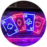 ADVPRO Four Aces Poker Casino Man Cave Bar Dual Color LED Neon Sign Green & Yellow 12 x 8.5 st6s32-i2705-gy