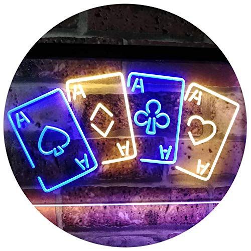  ADVPRO Four Aces Poker Casino Man Cave Bar Dual Color LED Neon Sign Green & Yellow 12 x 8.5 st6s32-i2705-gy