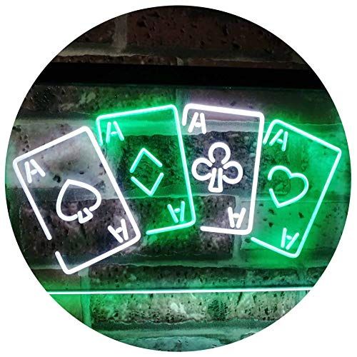  ADVPRO Four Aces Poker Casino Man Cave Bar Dual Color LED Neon Sign Green & Yellow 12 x 8.5 st6s32-i2705-gy