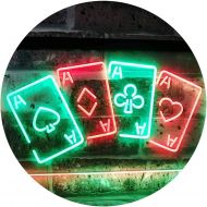 ADVPRO Four Aces Poker Casino Man Cave Bar Dual Color LED Neon Sign Green & Red 12 x 8.5 st6s32-i2705-gr