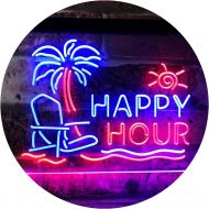 ADVPRO Happy Hour Relax Beach Sun Bar Dual Color LED Neon Sign Blue & Red 12 x 8.5 st6s32-i2558-br