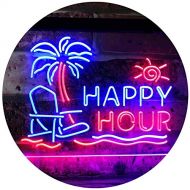 ADVPRO Happy Hour Relax Beach Sun Bar Dual Color LED Neon Sign White & Orange 12 x 8.5 st6s32-i2558-wo