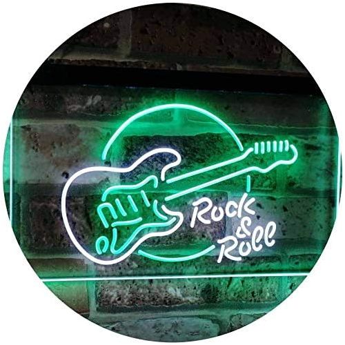  ADVPRO Rock & Roll Electric Guitar Band Room Music Dual Color LED Neon Sign White & Green 12 x 8.5 st6s32-i2303-wg