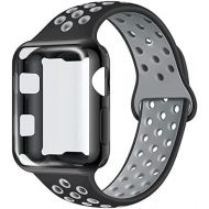 [아마존베스트]ADWLOF Compatible with Apple Watch Band with Case 38mm 40mm 42mm 44mm, Silicone Replacement Strap with Screen Protector Cover for Wristband for iWatch Series 4/3/2/1, Nike+, Sport,