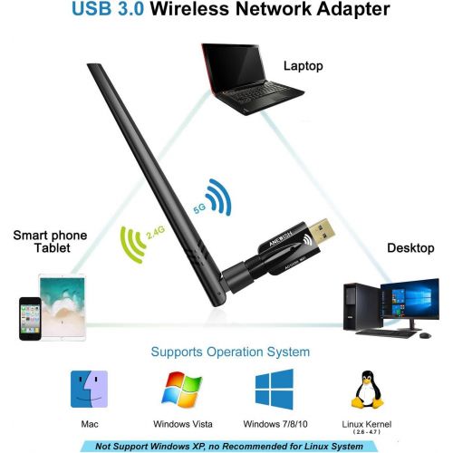  [아마존 핫딜] [아마존핫딜]AE WISH ANEWISH USB WiFi Adapter 1200Mbps, ANEWISH Wireless Adapter USB3.0 Dual Band 11ac(2.4GHz/300Mbps 5GHz/867Mbps) Network LAN Card Dongle for PC Desktop Laptop, Supports Windows, Mac and Linu